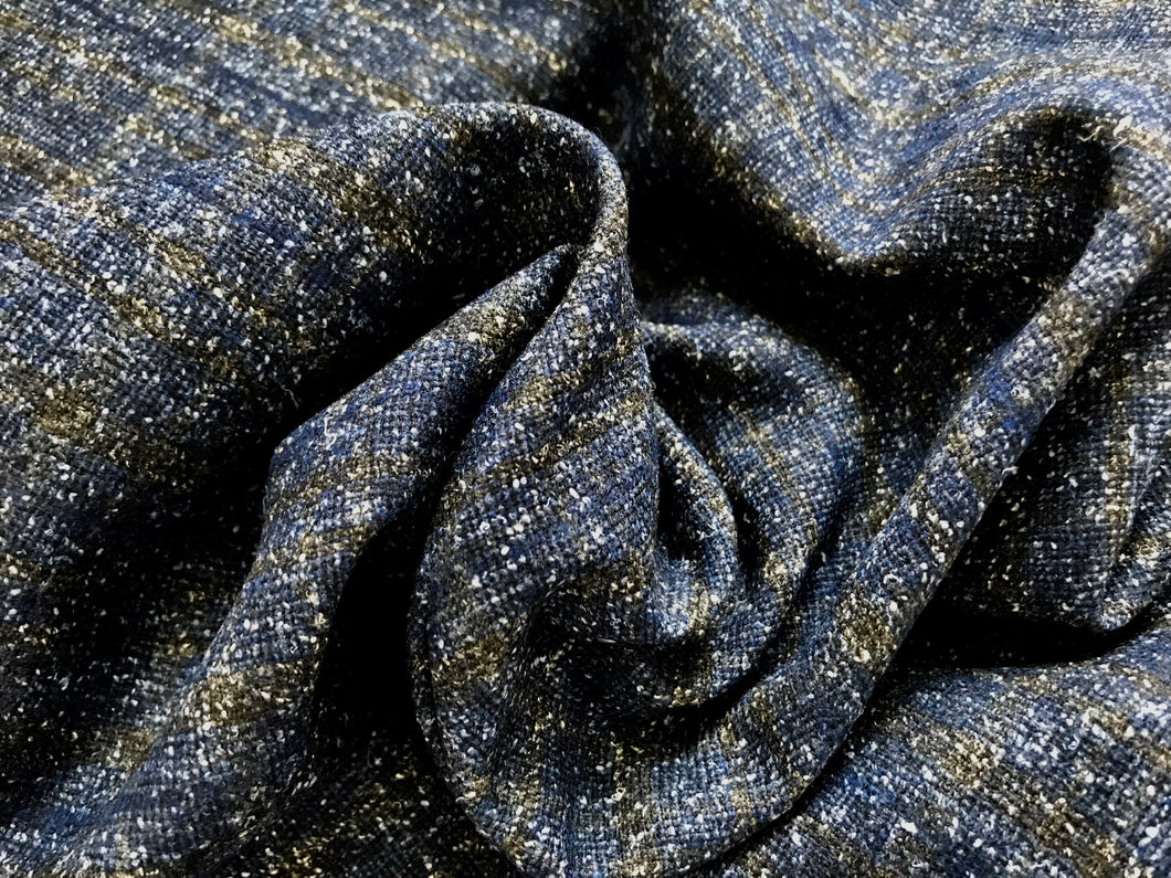 Grey & Royal 100% Wool Tweed Check Suiting     1/4 Metre Price