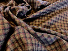 Load image into Gallery viewer, Brown, Navy &amp; Burgundy Check Super 130&#39;s 100% Wool Suiting     1/4 Metre Price