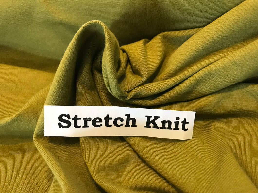 Kiwi Green knit 2 way stretch. 95% Cotton 5% Elastane      1/4 Metre Price