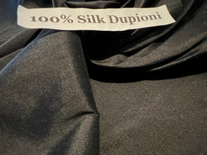 Black 100% Silk Dupioni.      1/4 Meter Price