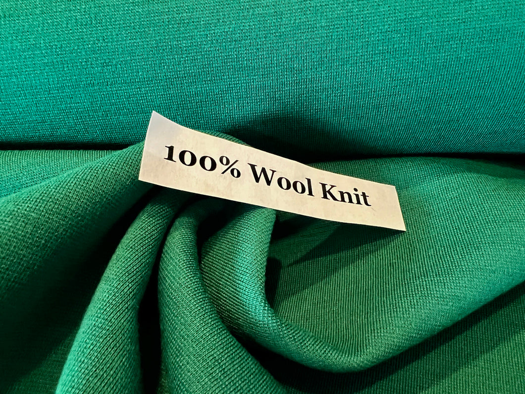 Designer Shamrock Green 100% Wool Double  Knit 60% off!!!  1/4 Metre Price