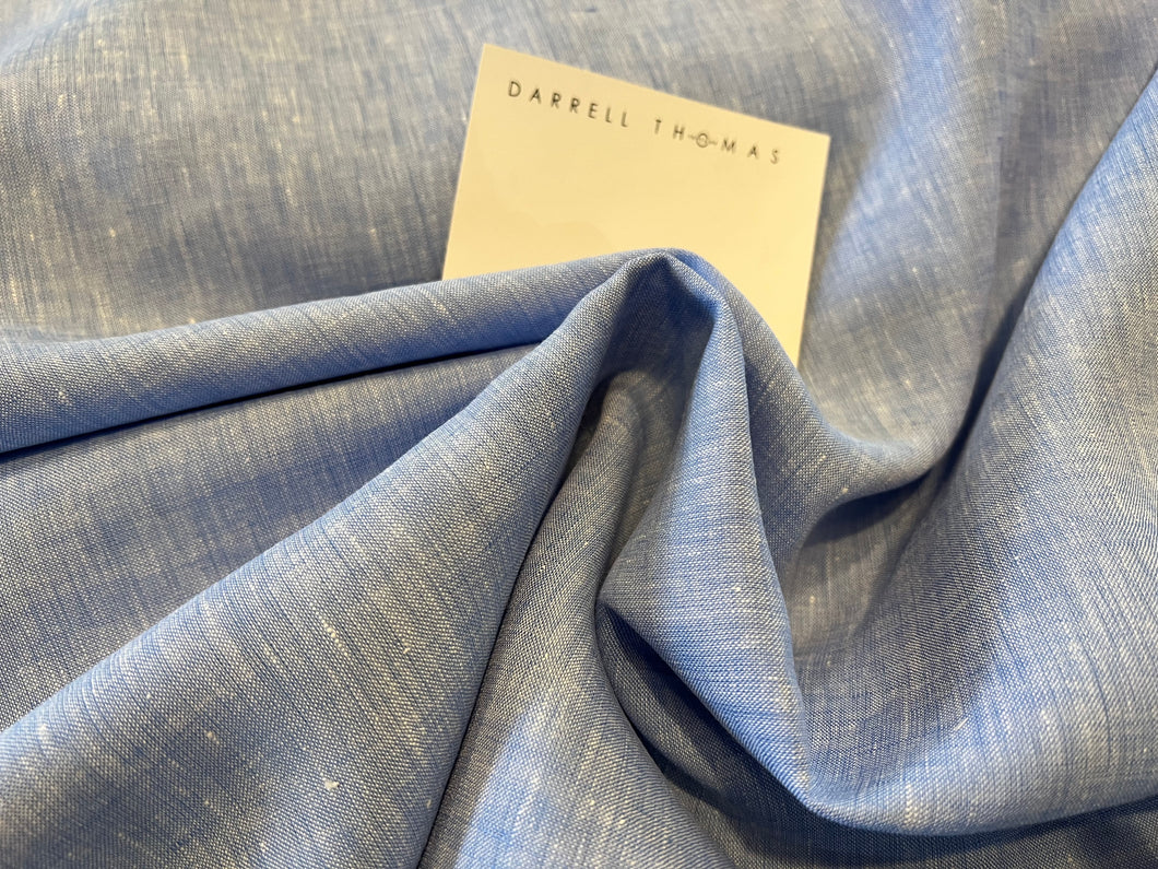 Blue Flecked 100% Handkerchief Linen.  1/4 Metre Price