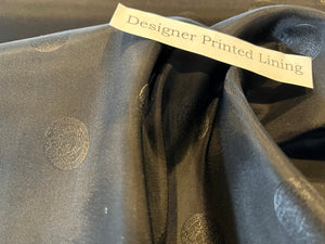 Black Designer Medusa 100% Viscose Lining.   1/4 Metre Price