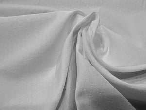 Designer White Jacquard Logo 100% Cotton Shirting.    1/4 Metre Price