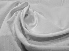 Load image into Gallery viewer, Designer White Jacquard Logo 100% Cotton Shirting.    1/4 Metre Price