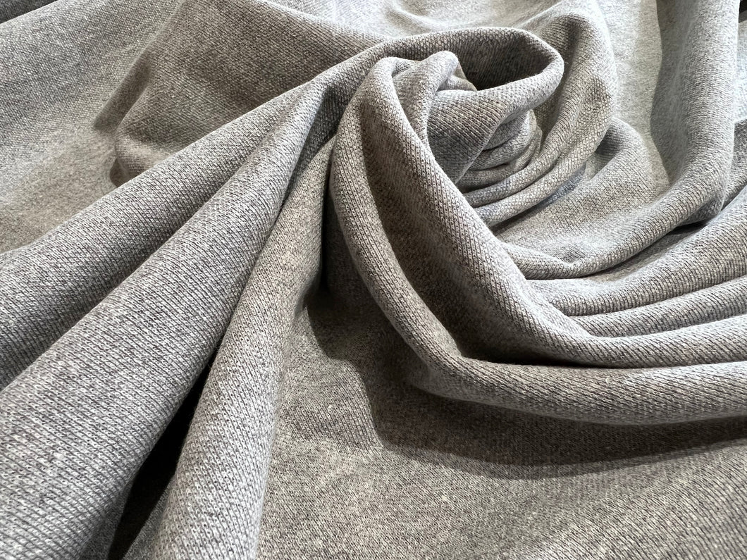 Designer Grey Marl 100% Cotton Stretch Petit Pique Tubular Knit. 1/4 Meter Price
