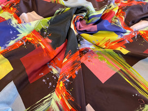 Multicoloured Paint Splatter 100% Silk Crepe de Chine.   1/4 Metre Price