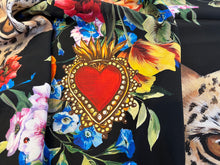 Load image into Gallery viewer, Designer Leo &amp; Flower Print 100% Silk Crepe de Chine Panel Only 2x left!     Panel Price