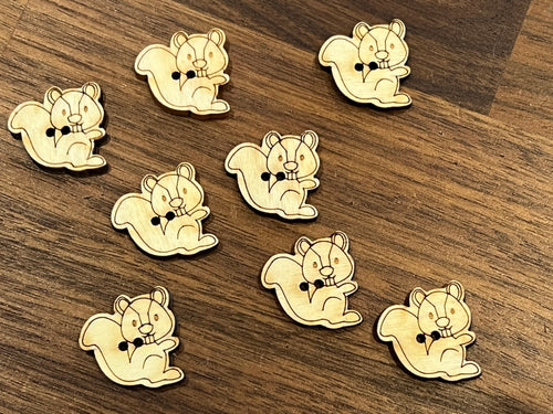 Squirrel 100% Wood Button.  Price per Button