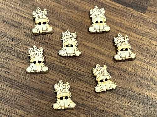 Unicorn 100% Wood Button.  Price per Button