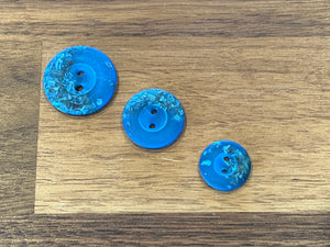 Royal Blue Speckled 2 Hole Button.   Price per Button