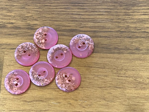 Pink Speckled 2 Hole Button.   Price per Button