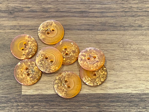 Orange Speckled 2 Hole Button.   Price per Button