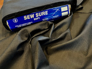 Black Sew Sure Soft Non-Fusible Interfacing.   1/4 Metre Price