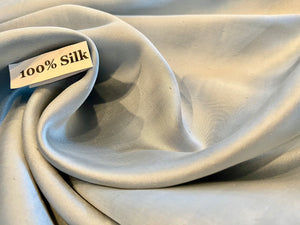 Pale Glacier Blue 100% Silk Twill Backed with Silk Organza.   1/4 Metre Price