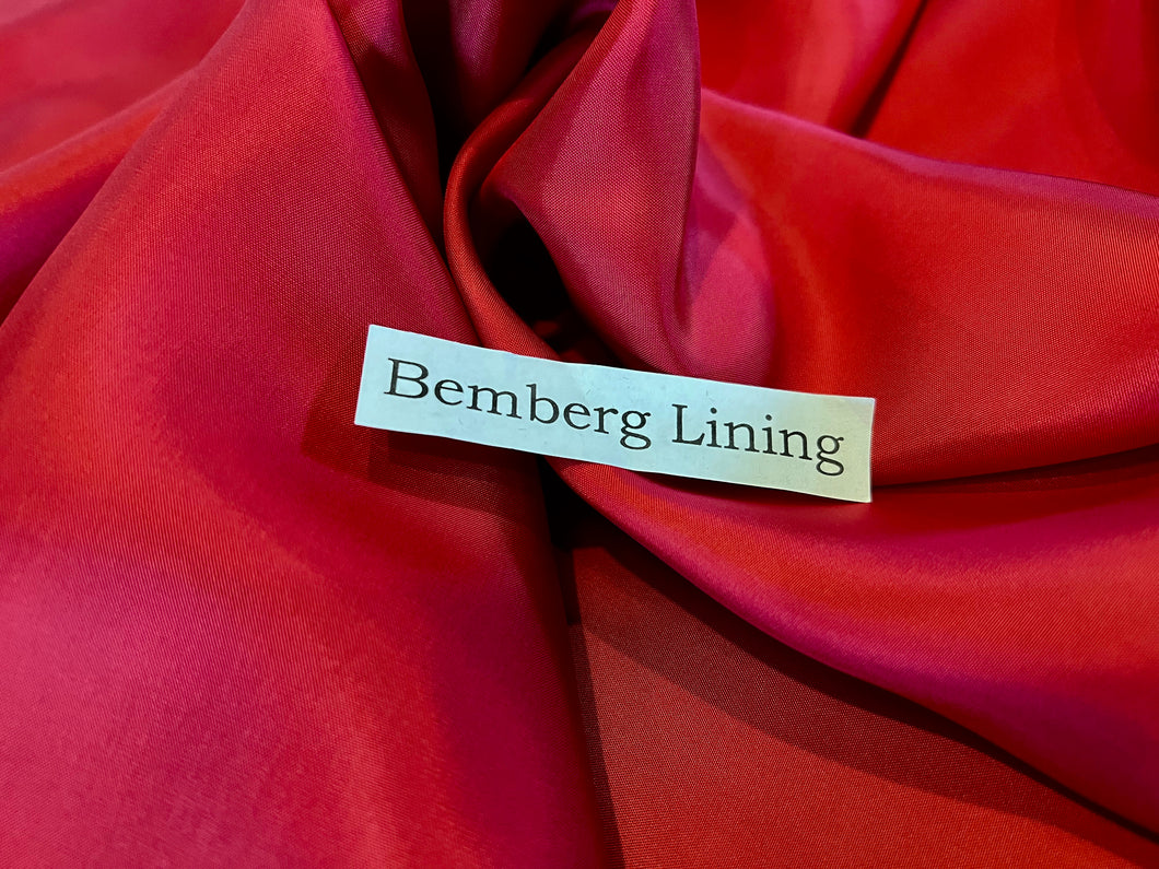 Cherry Red 100% Bemberg Lining.   1/4 Metre Price