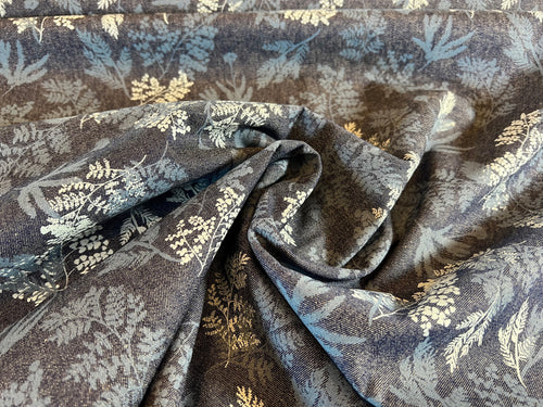 Winter Leaves 100% Cotton Denim.    1/4 Metre Price