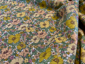 Yellow & Green Meadow Song Liberty of London 100% Cotton Tana Lawn.    1/4 Meter Price