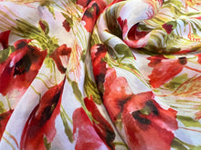 Load image into Gallery viewer, Poppy Fields 100% Silk Chiffon.     1/4 Metre Price