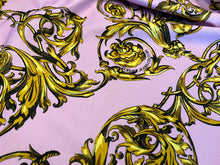 Load image into Gallery viewer, Designer Lavender / Pink 7 Gold Baroque 100% Cotton Denim    1/4 Meter Price