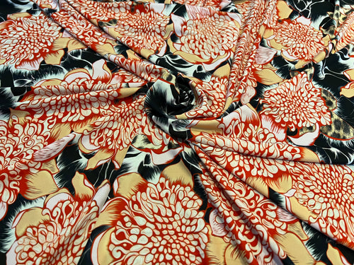 Designer chrysanthemum 100% Viscose Knit.    1/4 Meter Price