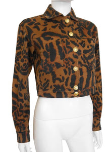 Designer Caramel Brown Leopard 100% Cotton Denim    1/4 Meter Price