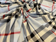 Load image into Gallery viewer, Designer Blue plaid check 100% Lycra 2 way stretch.       1/4 Metre Price