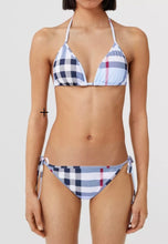 Load image into Gallery viewer, Designer Blue plaid check 100% Lycra 2 way stretch.       1/4 Metre Price
