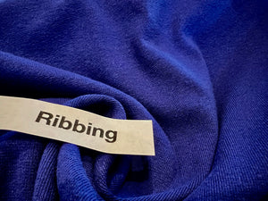 Royal Purple 48% polyester 48% cotton 4% spandex ribbing knit.  1/4 Metre Price