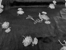 Load image into Gallery viewer, Black &amp; White Botanical Floral  100% Handkerchief Linen.  1/4 Metre Price