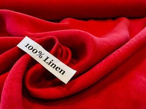 Ruby Red Orange Lightweight 100% Linen.   1/4 Metre Price