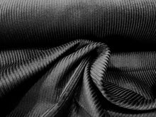 Load image into Gallery viewer, Black Wide Wale Corduroy 98% Cotton 2% Spandex.    1/4 Metre Price