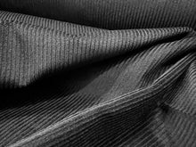 Load image into Gallery viewer, Black Wide Wale Corduroy 98% Cotton 2% Spandex.    1/4 Metre Price