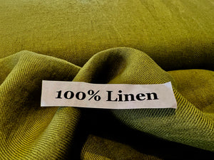 Kiwi Green 100% Linen.    1/4 Metre Price