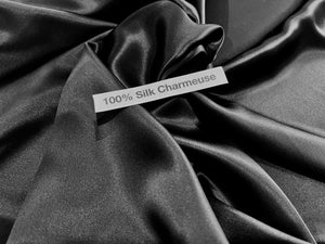Imported Black 100% Silk Charmeuse     1/4 Meter Price