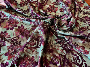 Designer Purple & Turquoise Baroque Tapestry 100% Cotton Knit   1/4 Metre Price