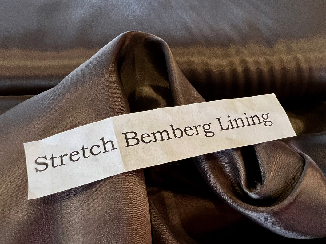 Brown Leather Stretch Bemberg Lining     1/4 Meter Price