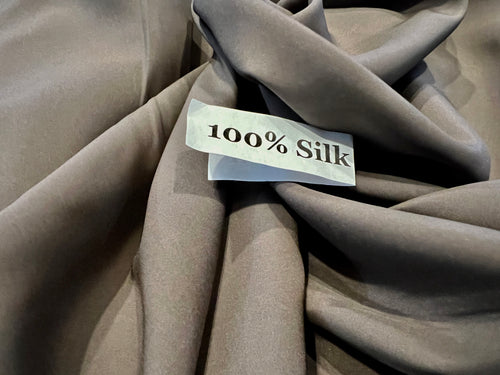 Cocoa Brown Satin Faced 100% Silk Twill.   1/4 Metre Price