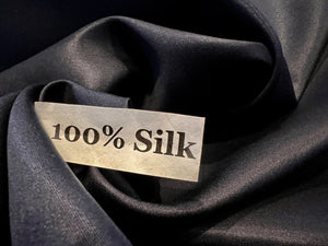 Navy Blue Satin Faced 100% Silk Twill.  1/4 Metre Price