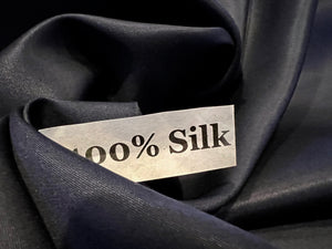 Navy Blue Satin Faced 100% Silk Twill.  1/4 Metre Price