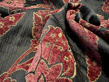 Load image into Gallery viewer, Reversible Black &amp; Burgundy Chenille Home Dec.   1/4 Metre Price