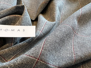 Flecks of Grey 100% Wool Check Suiting.   1/4 Metre Price