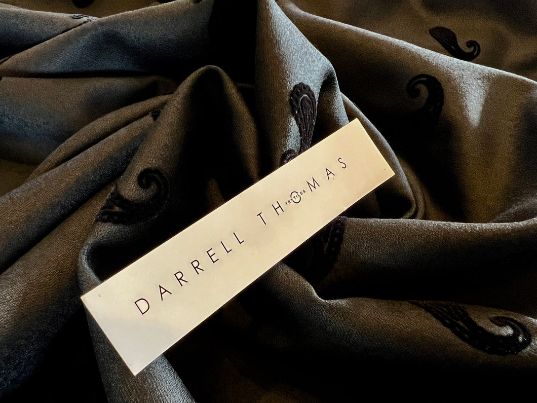 Black Velvet Paisley on 100% Wool Flannel   1/4 Metre Price