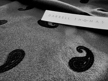 Load image into Gallery viewer, Black Velvet Paisley on 100% Wool Flannel   1/4 Metre Price