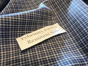 FF#146  Navy Check Super 130's 100% Wool Gabardine Remnant 85% Off