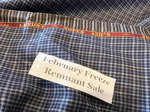 FF#146  Navy Check Super 130's 100% Wool Gabardine Remnant 85% Off