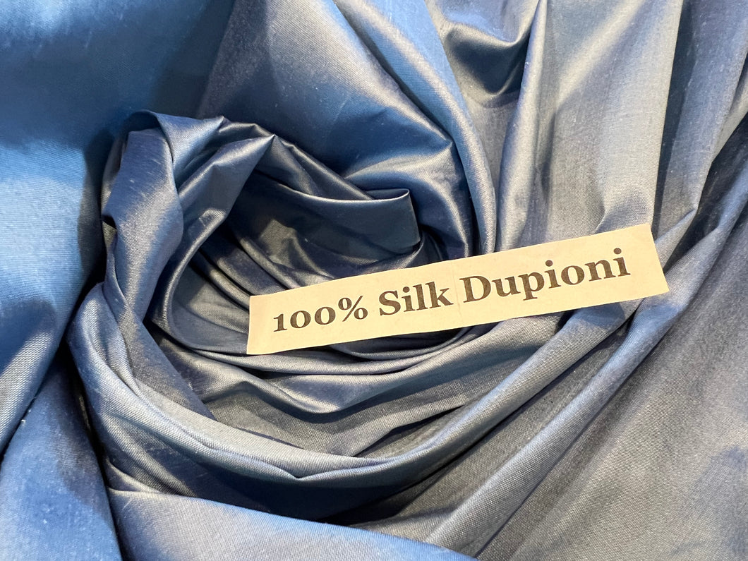 Harbour Blue 100% Silk Dupioni.      1/4 Meter Price