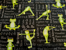 Load image into Gallery viewer, &quot;Back in 5 Minutes&quot; Yogi Frogs 100% Cotton.   1/4 Metre Price