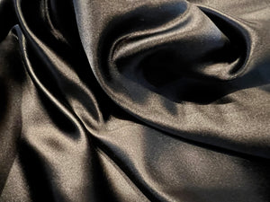 Black "Seta di Como" Duchess Satin.45% Acetate 43% Poly 12% Silk  1/4 Metre Price