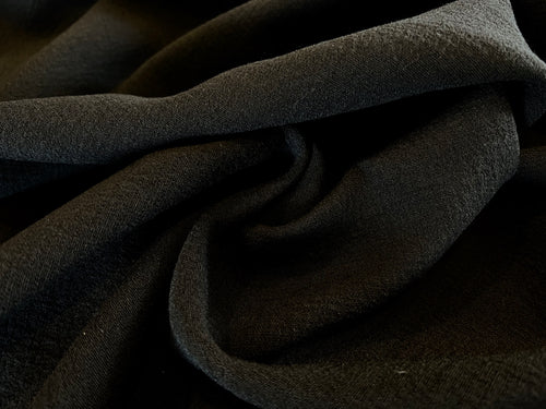 Black Stretch Double Wool Crepe 98% Wool 2% Spandex.   1/4 Metre Price